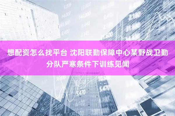 想配资怎么找平台 沈阳联勤保障中心某野战卫勤分队严寒条件下训练见闻